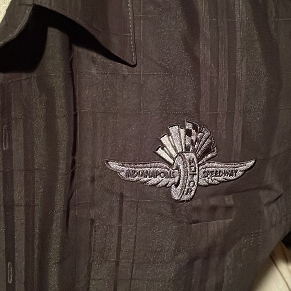 Vintage Indianapolis Motor Speedway Black button up short shirt size L - Picture 2 of 6